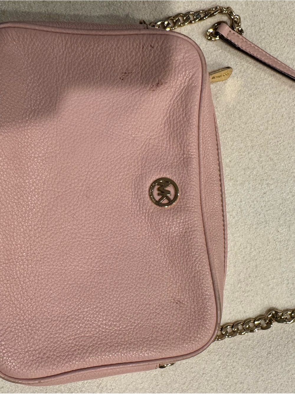 Michael Kors Blush Pink Pebbled Leather Chain Crossbody